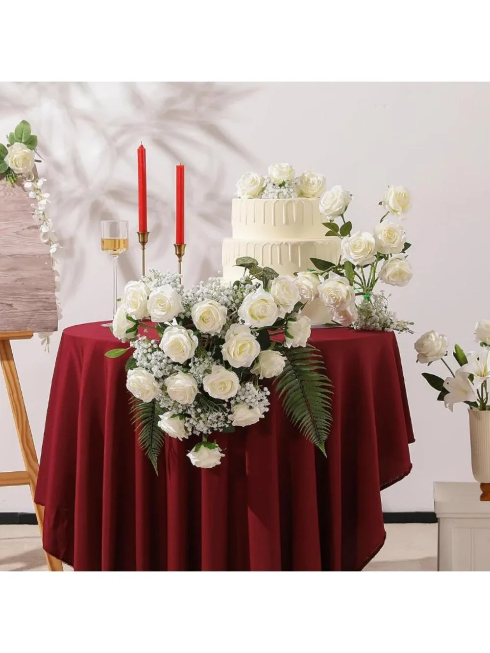 12PCS Realistic Silk Roses Bouquet - Long Stem Flowers for Home, Wedding, Party